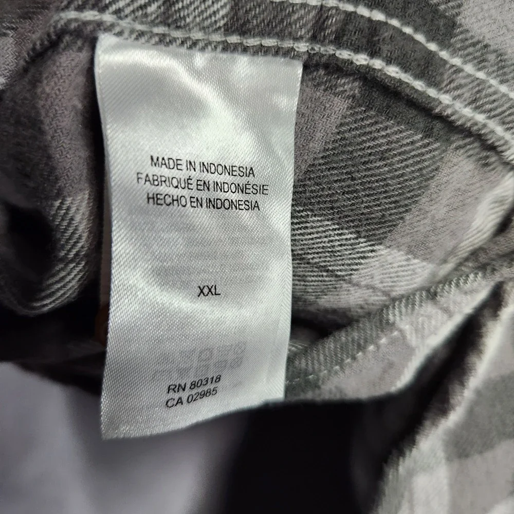 Lucky Brand Mens XXL Gray Plaid Flannel Button Down Shirt Cotton Long Sleeve